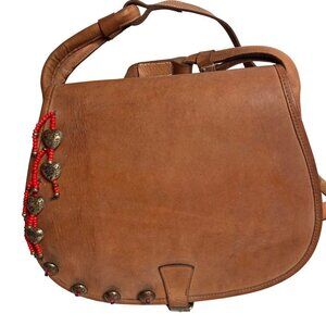 Vintage Leather Saddle Bag Hand Embellished Brown Southwestern Sterling Hardware
